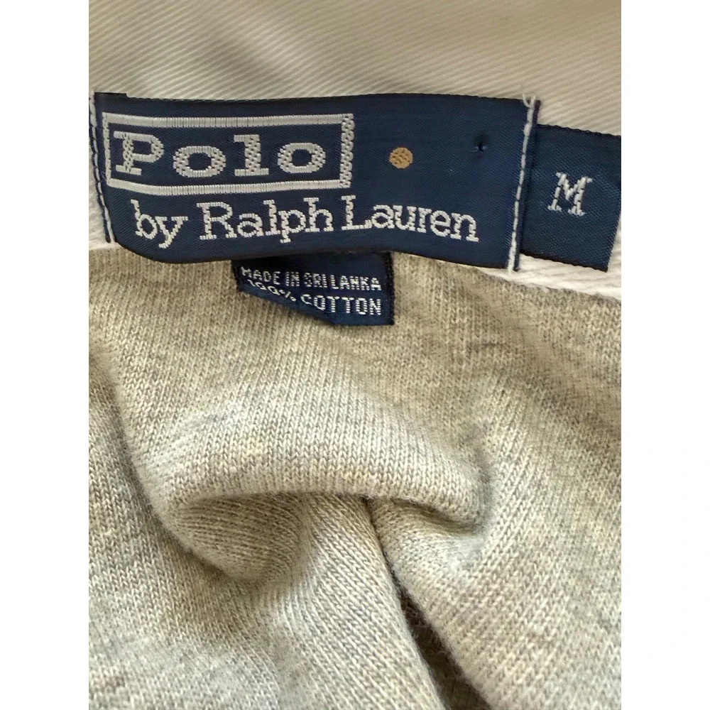 Polo Ralph‎ Lauren Mens Rugby Shirt Medium Grey Blue Colorblock Long Sleeve Pony